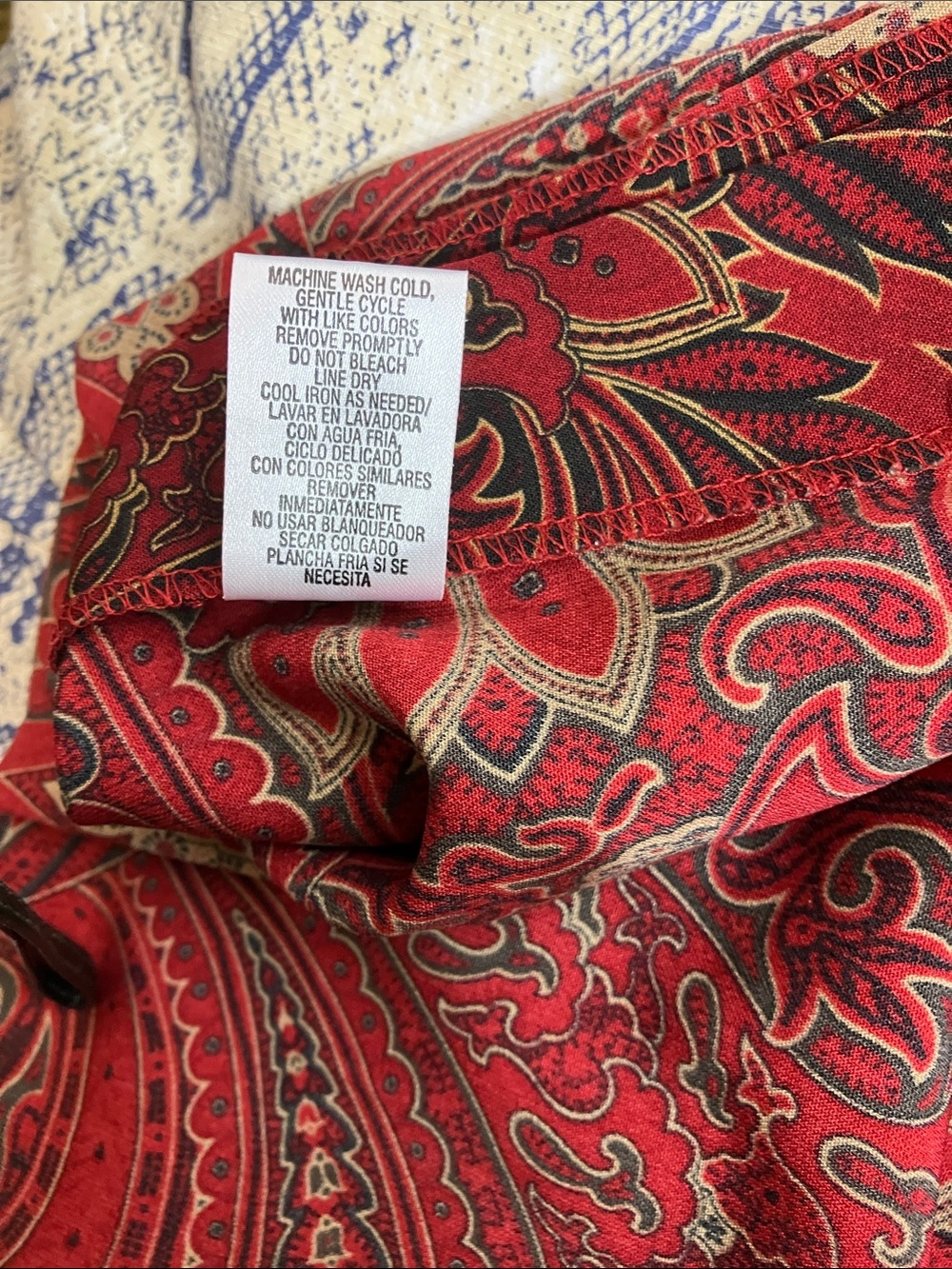 Red Paisley Maxi Skirt with Gold Accents - Picture 3 of 10